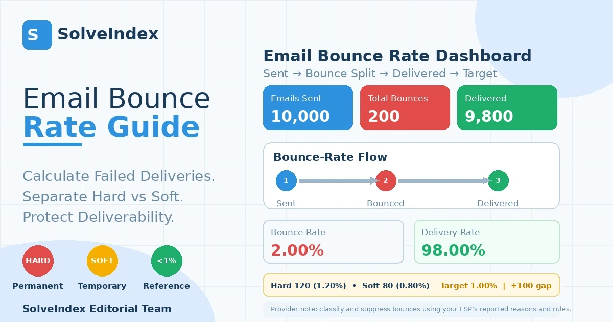 Email Bounce Rate: Formula, Hard vs Soft Bounces and Delivery visual guide