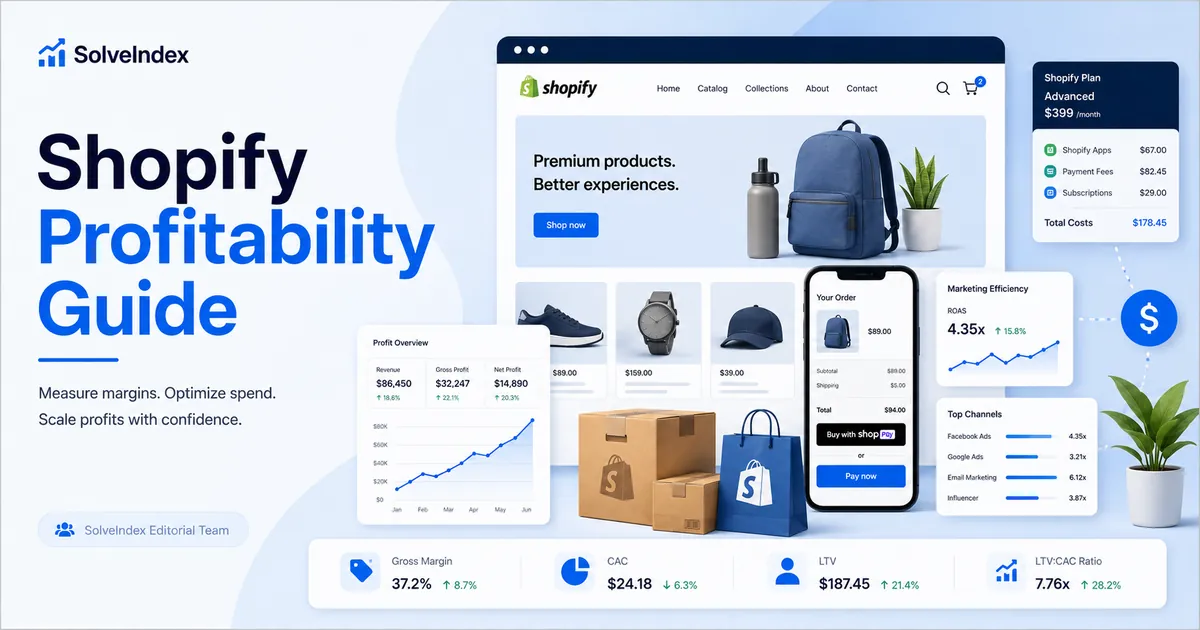 Shopify Profitability Guide: Fees, Costs, Margin, ROI and ROAS - visual guide